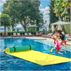 Floating Water Pad,Water Foam Mat with Rolling Pillow, 3-Layer Floating Island for Pool River Lake Beach Ocean Water Activities