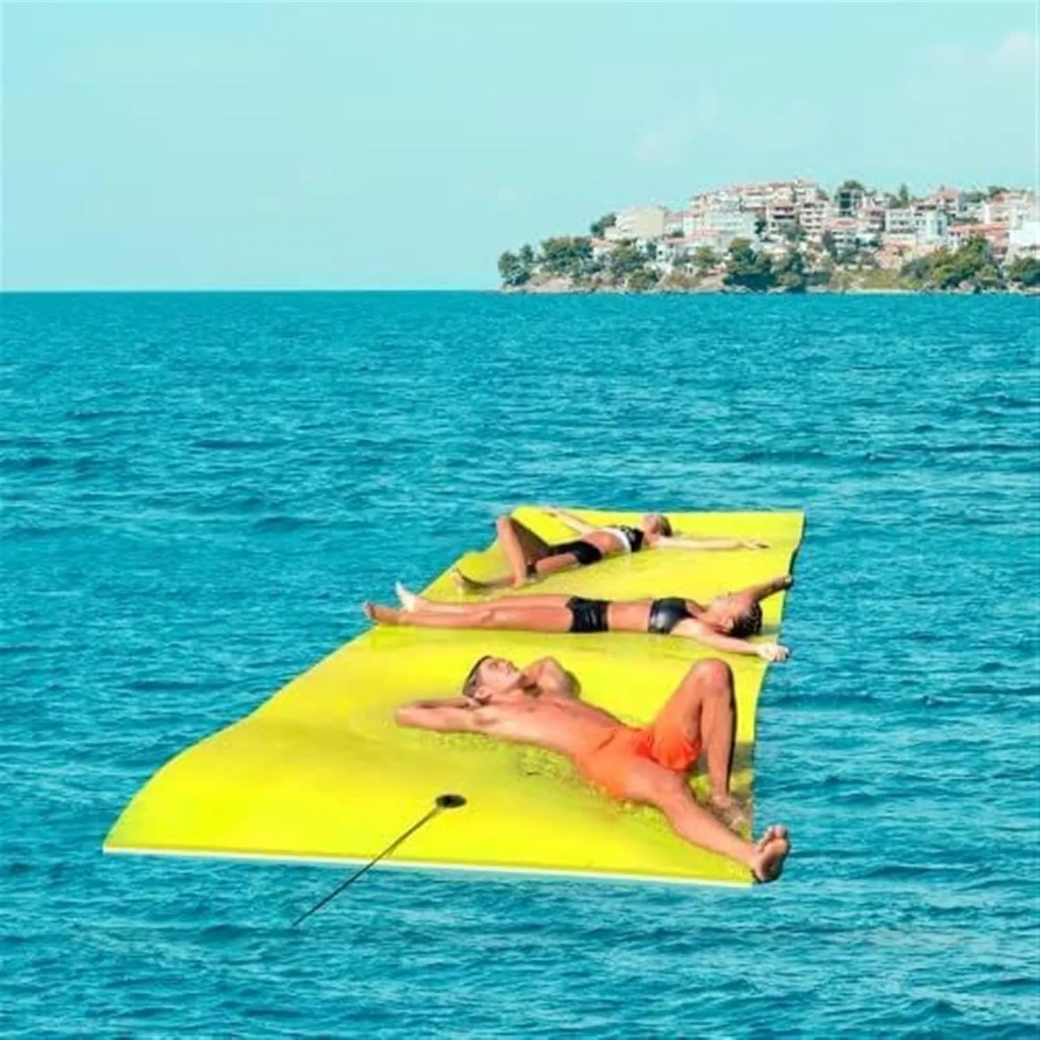 Floating Water Pad,Water Foam Mat with Rolling Pillow, 3-Layer Floating Island for Pool River Lake Beach Ocean Water Activities
