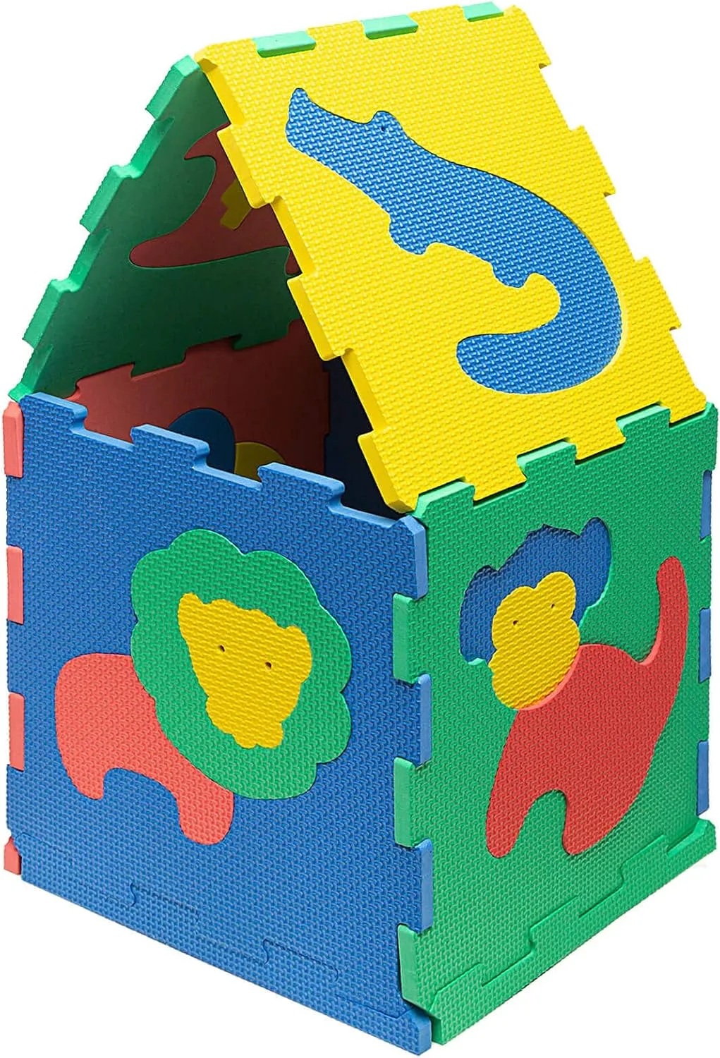 Foam Play Mat for Babies and Children | 12 EVA Foam Floor Tiles with Safari Animals in a Storage Bag |  20% Thicker and Softer Puzzle Mat for Crawling and Learning | 100% Safe, Non-Toxic, Odorless