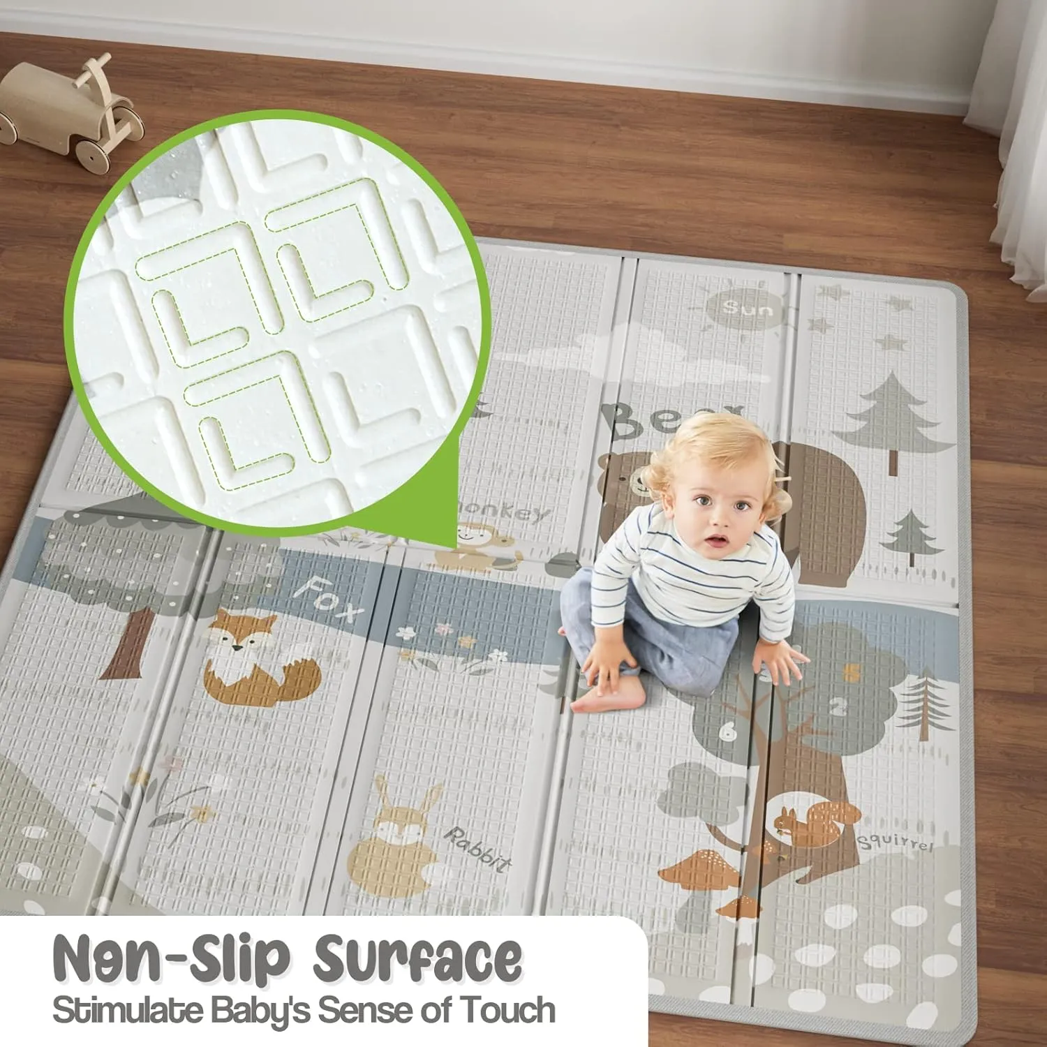 Fodoss Baby Play Mat, 59x59inch Play Mat, 0.4 in Thick Waterproof Playmat for Babies,Kids Foam Play Mat,Waterproof, Carlwing Mat for Baies, Neutral Design Play Mat