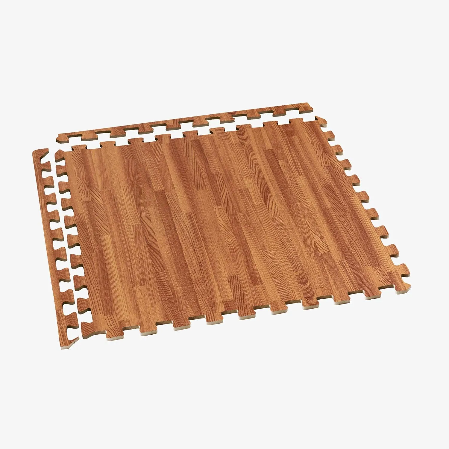 Forest Floor 5/8 Inch Thick Printed Foam Tiles, Premium Wood Grain Interlocking Foam Floor Mats, Anti-Fatigue Flooring