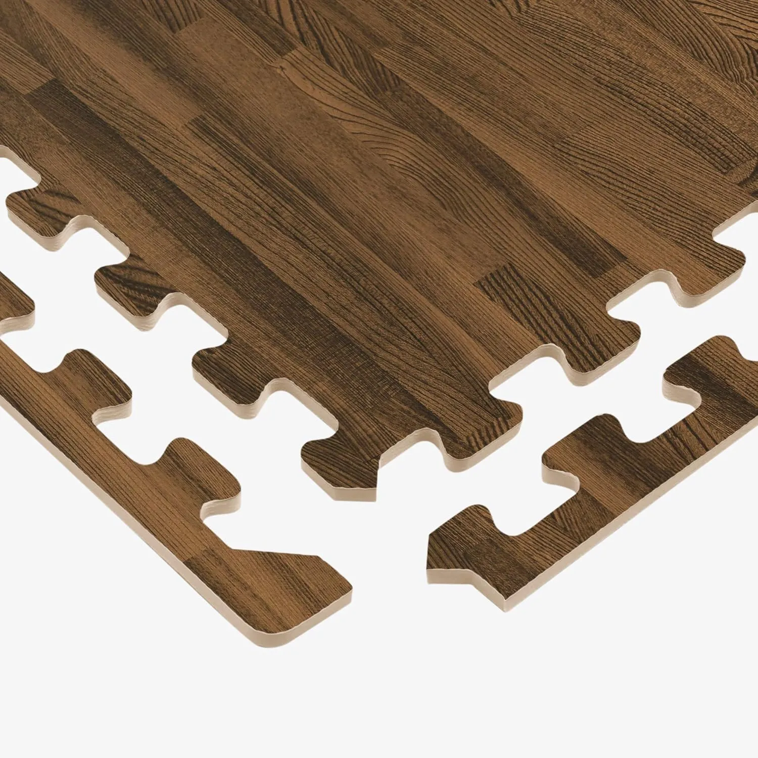 Forest Floor 5/8 Inch Thick Printed Foam Tiles, Premium Wood Grain Interlocking Foam Floor Mats, Anti-Fatigue Flooring