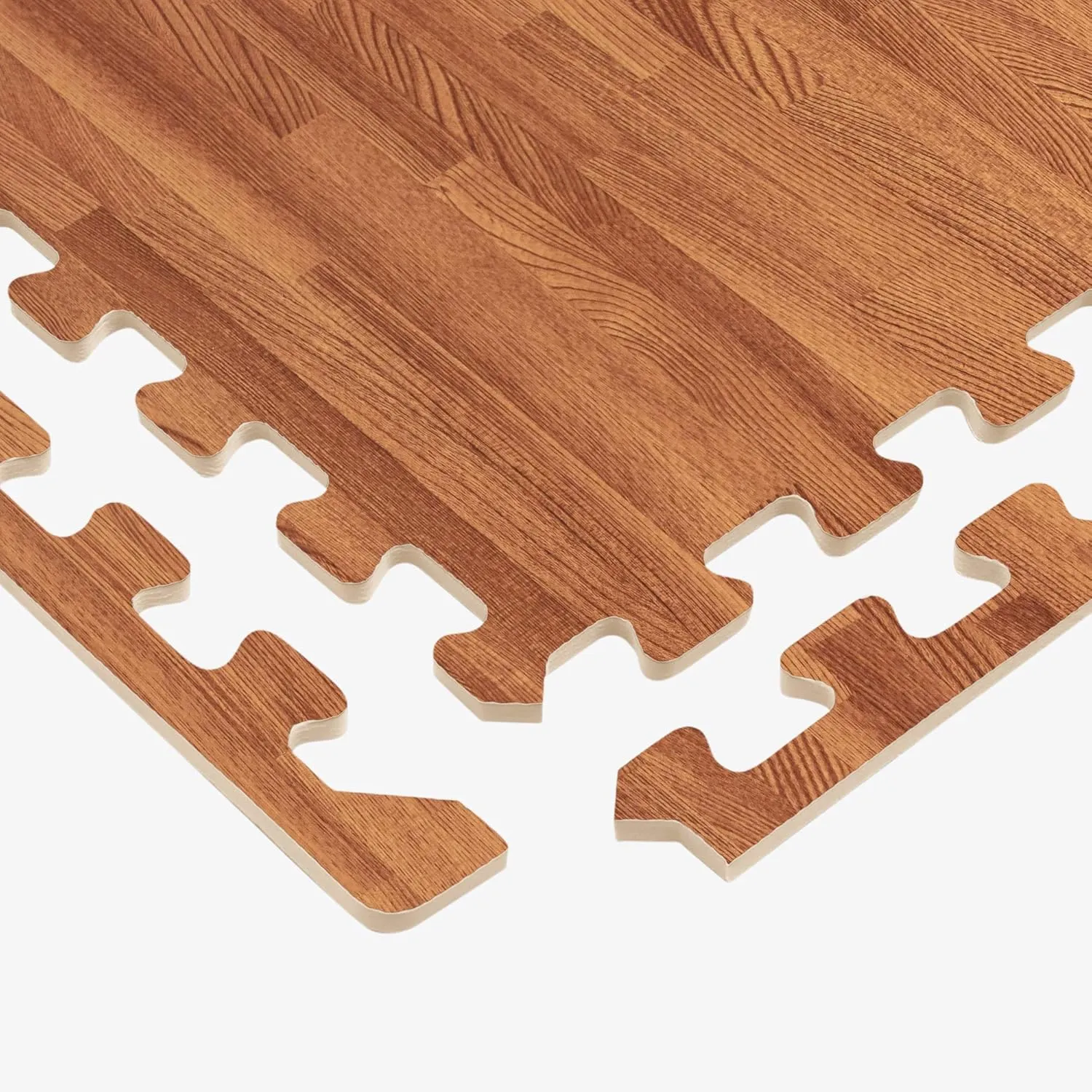 Forest Floor 5/8 Inch Thick Printed Foam Tiles, Premium Wood Grain Interlocking Foam Floor Mats, Anti-Fatigue Flooring