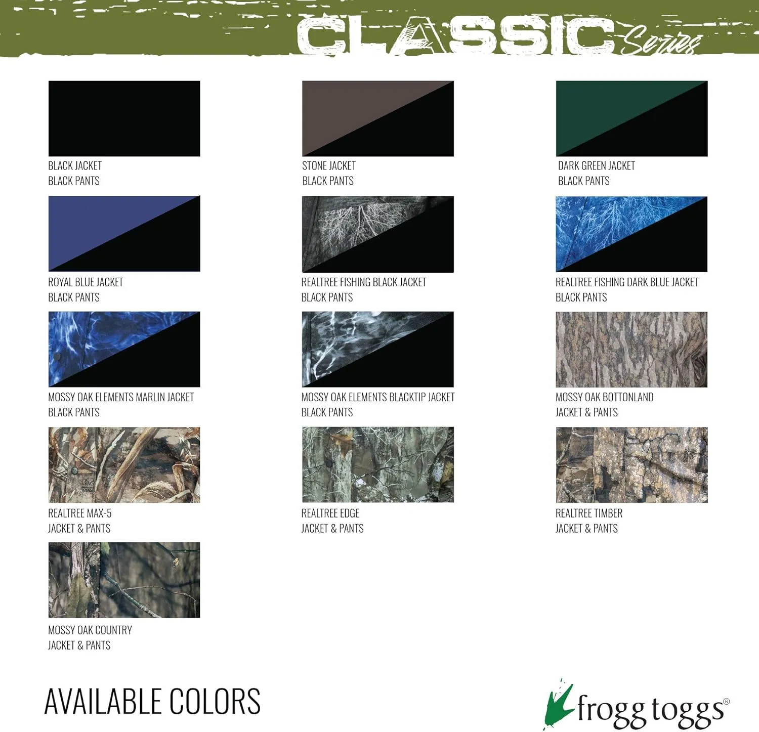FROGG TOGGS Classic All-Sport Waterproof Breathable Rain Suit Camo