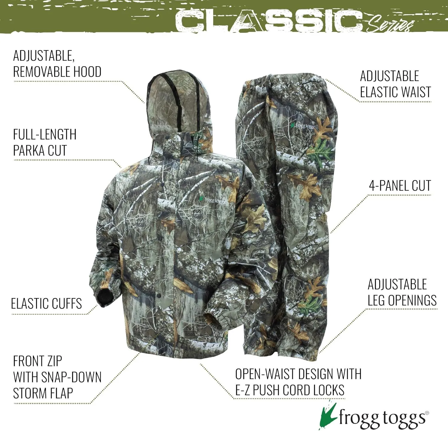 FROGG TOGGS Classic All-Sport Waterproof Breathable Rain Suit Camo