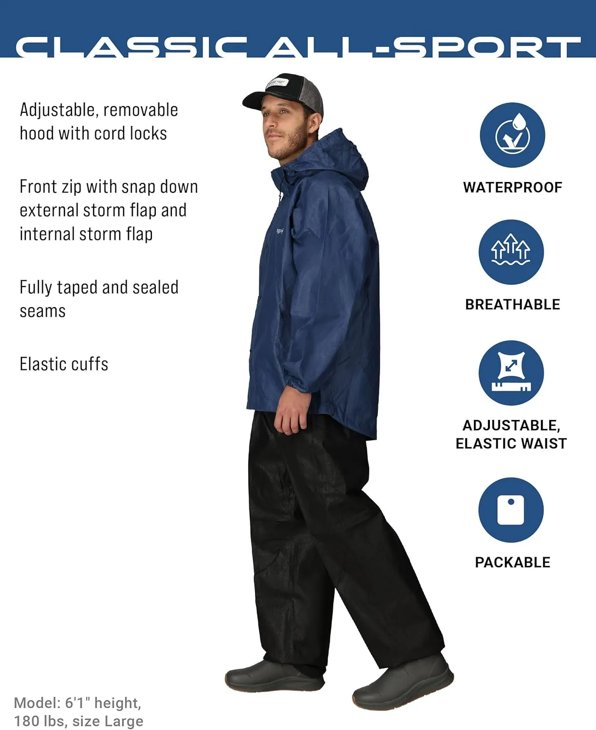 FROGG TOGGS Men's Standard Classic All-Sport 3-Layer Waterproof Breathable Rain Suit