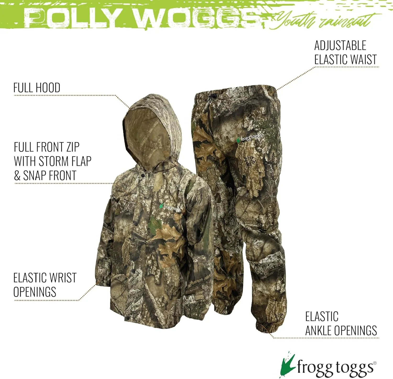 FROGG TOGGS Youth Polly Woggs Waterproof Breathable Rain Suit