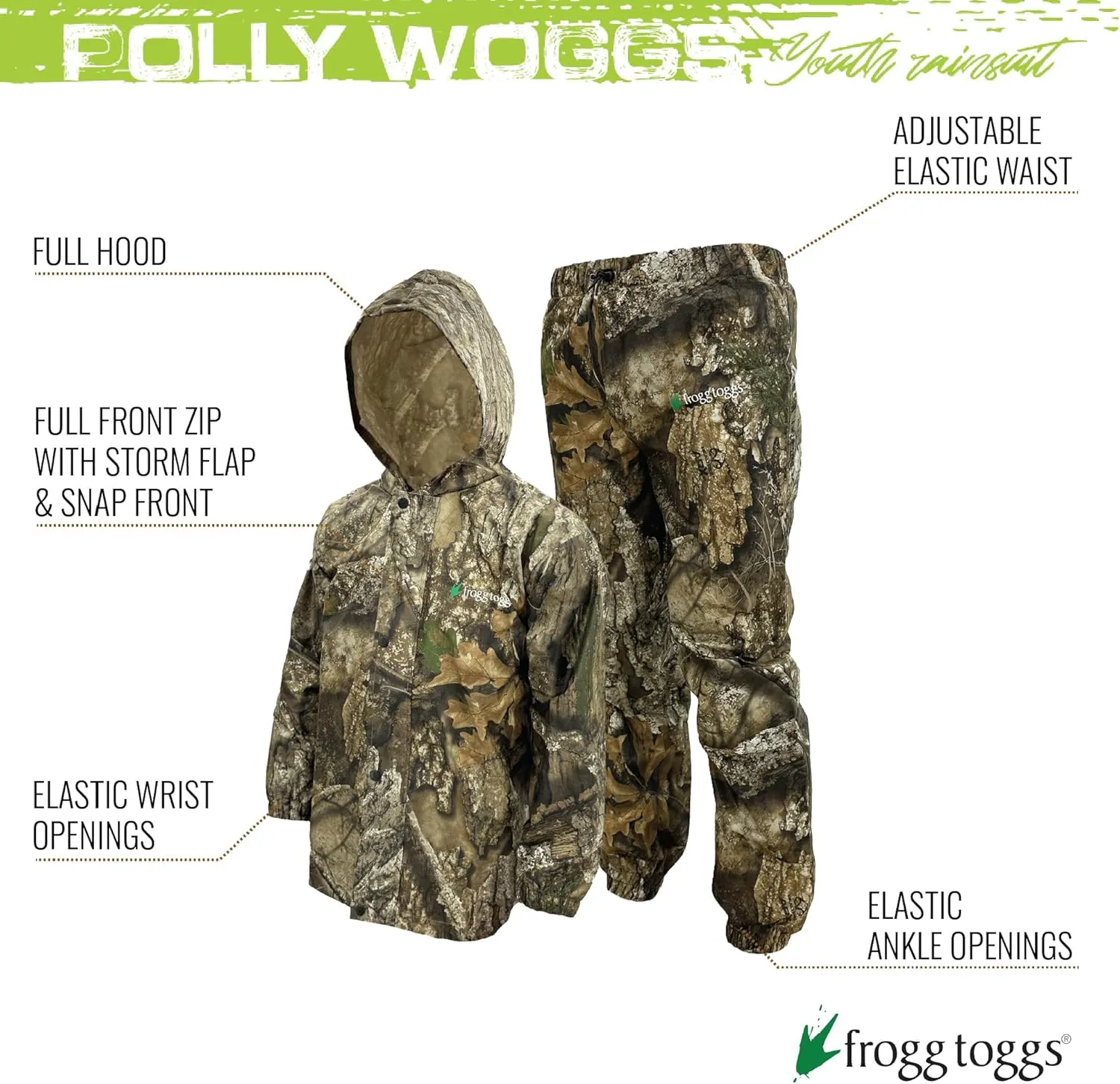 FROGG TOGGS Youth Polly Woggs Waterproof Breathable Rain Suit