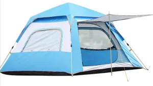 Full Holiday Family Tent for 3-4 Persons, Pop Up Tent Sun Shade Anti UV for Beach/Hiking/Backpacking/Fishing Instant 4 Season Sun Shelter, Blue