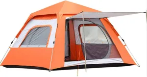 Full Holiday Family Tent for 3-4 Persons, Pop Up Tent Sun Shade Anti UV for Beach/Hiking/Backpacking/Fishing Instant 4 Season Sun Shelter, Orange