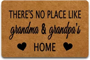Funny Doormat There's No Place Like Grandma and Grandpa's Home Indoor Outdoor with Rubber Backing Rug Non-Slip Doormat, Easy to Clean Entry Front Floor Mat, 24 x 16 Inches, Picture01