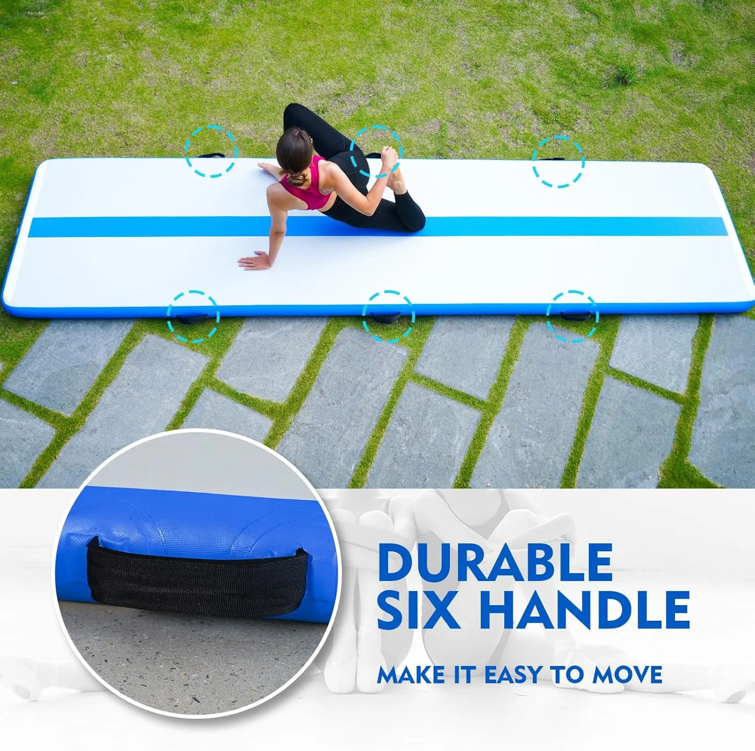 FunWater Inflatable Gymnastics Mat 10ft/13ft Air Track Tumbling Mat 4in Thick Gymnastic Mats for Kids with Electric Pump for Home Use/Training/Cheerleading/Gym/Yoga