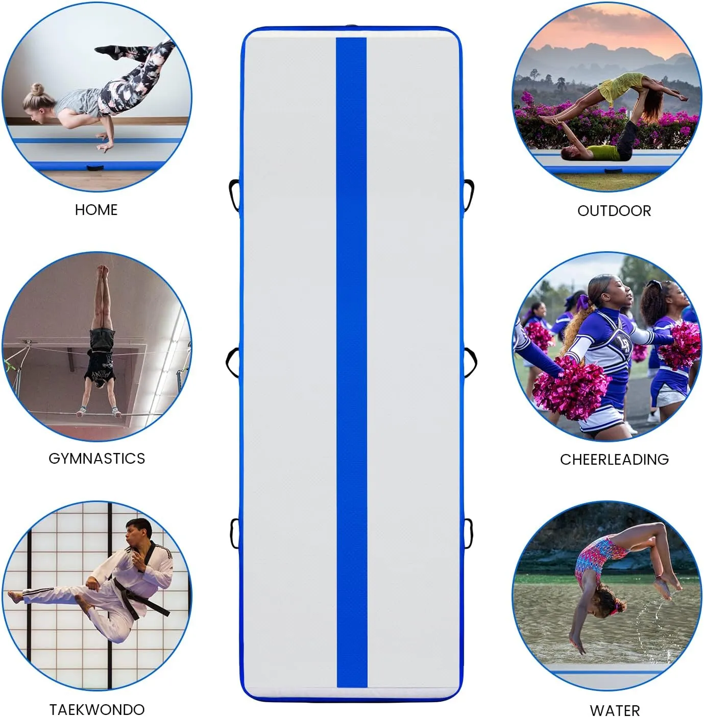 FunWater Inflatable Gymnastics Mat 10ft/13ft Air Track Tumbling Mat 4in Thick Gymnastic Mats for Kids with Electric Pump for Home Use/Training/Cheerleading/Gym/Yoga