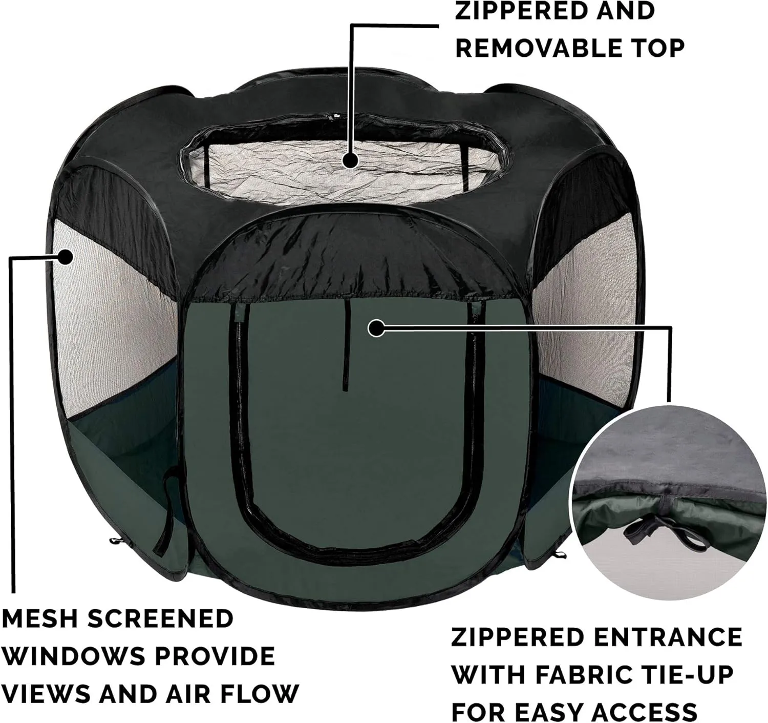 Furhaven Portable Dog Playpen Cat Tent, Pet playground/kennel foldable indoor outdoor zippered puppy crate - Hunter Green, Small