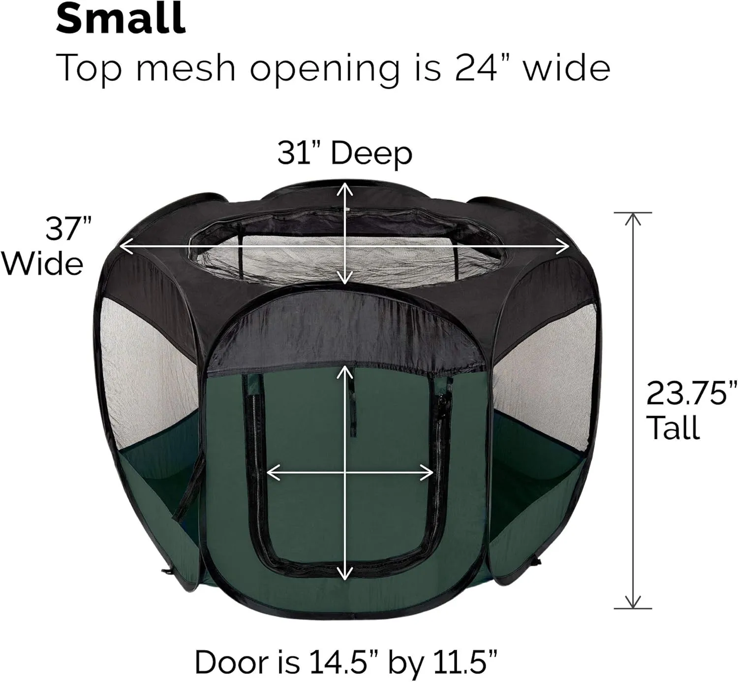 Furhaven Portable Dog Playpen Cat Tent, Pet playground/kennel foldable indoor outdoor zippered puppy crate - Hunter Green, Small