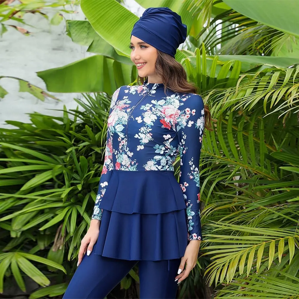 FYMNSI Muslim Burkini Swimsuits for Women Modest Islamic Swimwear Full Body Swimming Dress Tops Pants Hijab 3 Piece Rashguard
