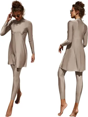 FYMNSI Women Modest Muslim Swimsuits Full Body Islamic Arabic Burkini 2 Pieces Swimming Dress Suit Rash Guard Swimwear