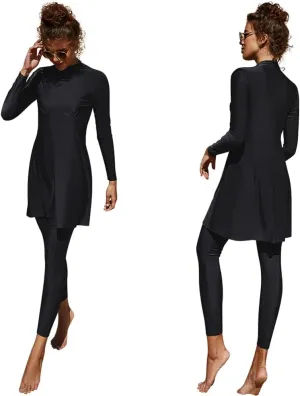 FYMNSI Women Modest Muslim Swimsuits Full Body Islamic Arabic Burkini 2 Pieces Swimming Dress Suit Rash Guard Swimwear