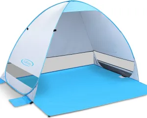 G4Free Large Pop up Beach Tent for 3-4 Person, UPF 50  Automatic Sun Shelter Canopy Portable Outdoor Cabana Sun Umbrella