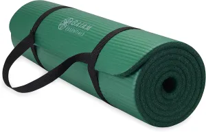 Gaiam Essentials Thick Yoga Mat Fitness & Exercise Mat with Easy-Cinch Yoga Mat Carrier Strap, 72"L x 24"W x 2/5 Inch Thick