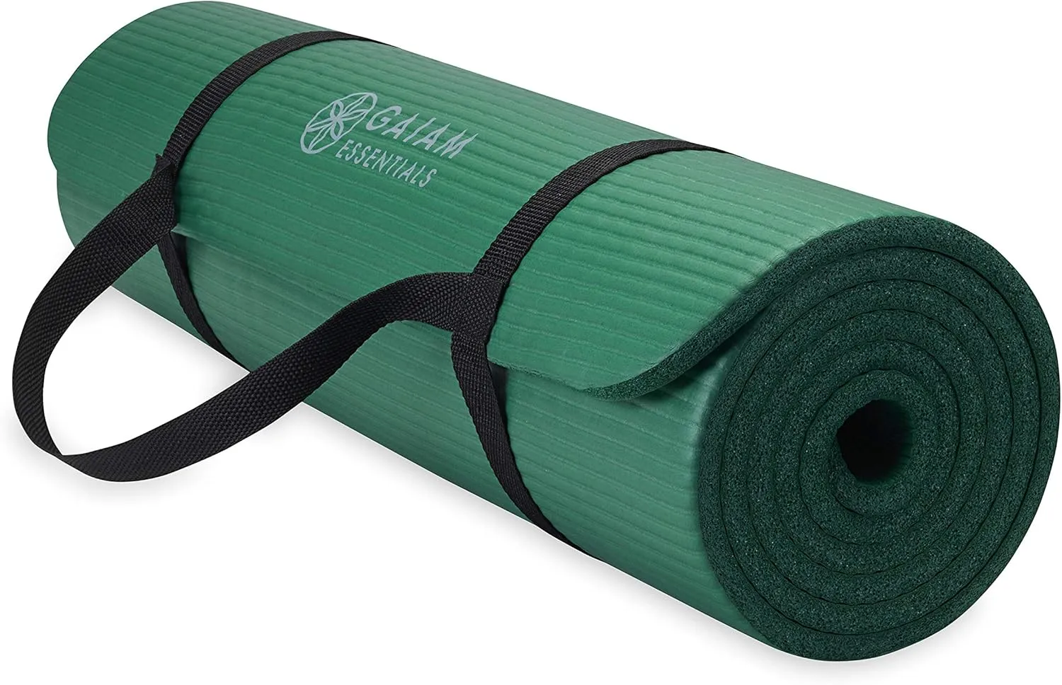 Gaiam Essentials Thick Yoga Mat Fitness & Exercise Mat with Easy-Cinch Yoga Mat Carrier Strap, 72"L x 24"W x 2/5 Inch Thick