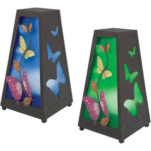 Garden Meadow 11 In. H. x 6 In. Dia. Metal LED Solar Lantern