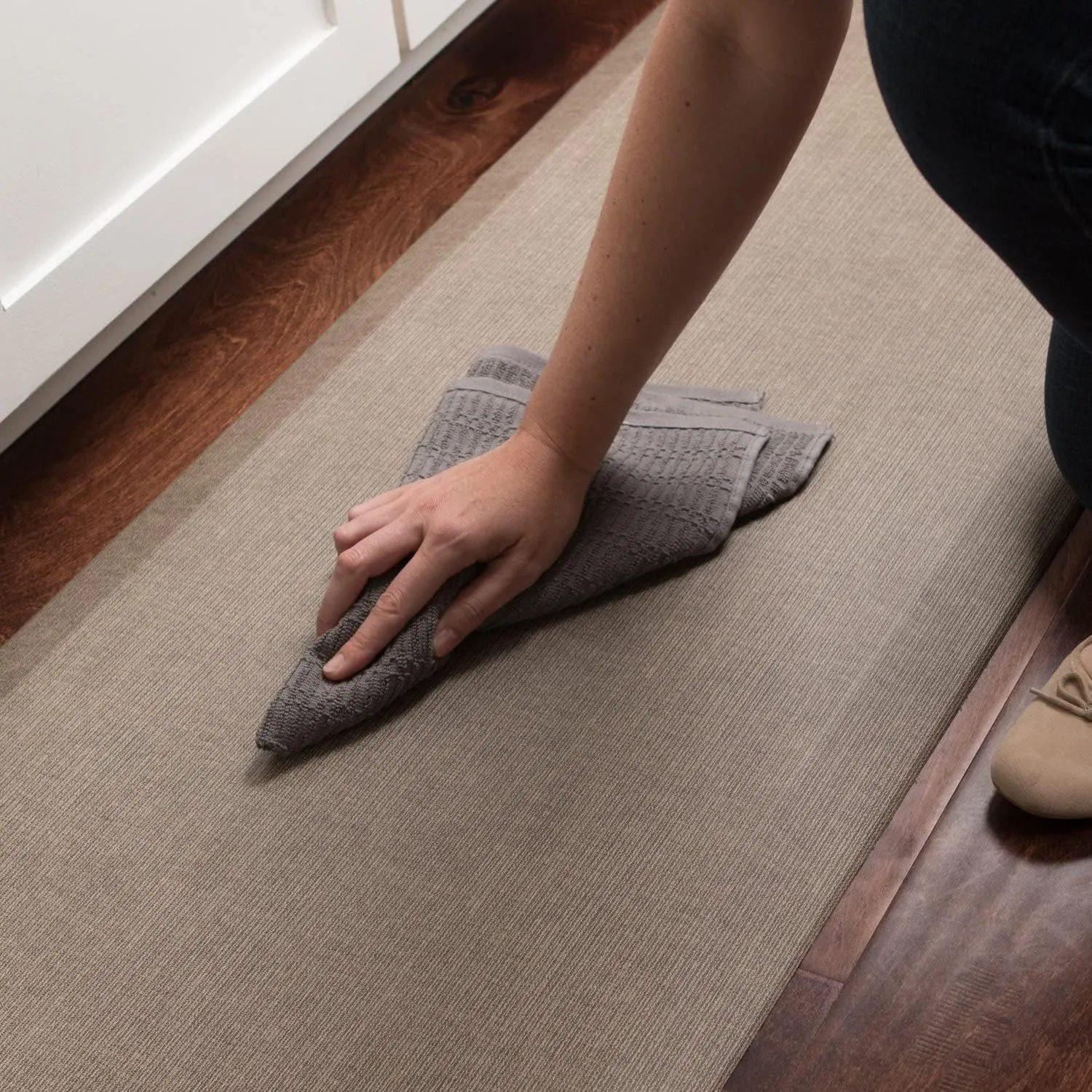 GelPro Ergo-Foam Cushioned Anti-Fatigue Standing Kitchen Floor Mat, Padded Stain-Resistant, Waterproof, Non-Slip Comfort Padded Desk/Office Mat - 20" x 72", Grasscloth Pecan