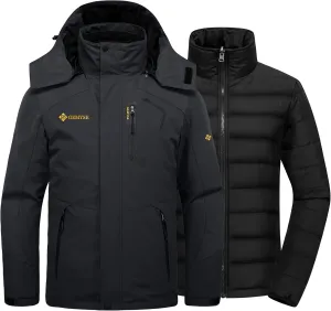 GEMYSE Men's Waterproof 3-in-1 Ski Snow Jacket Puffer Liner Insulated Winter Coat