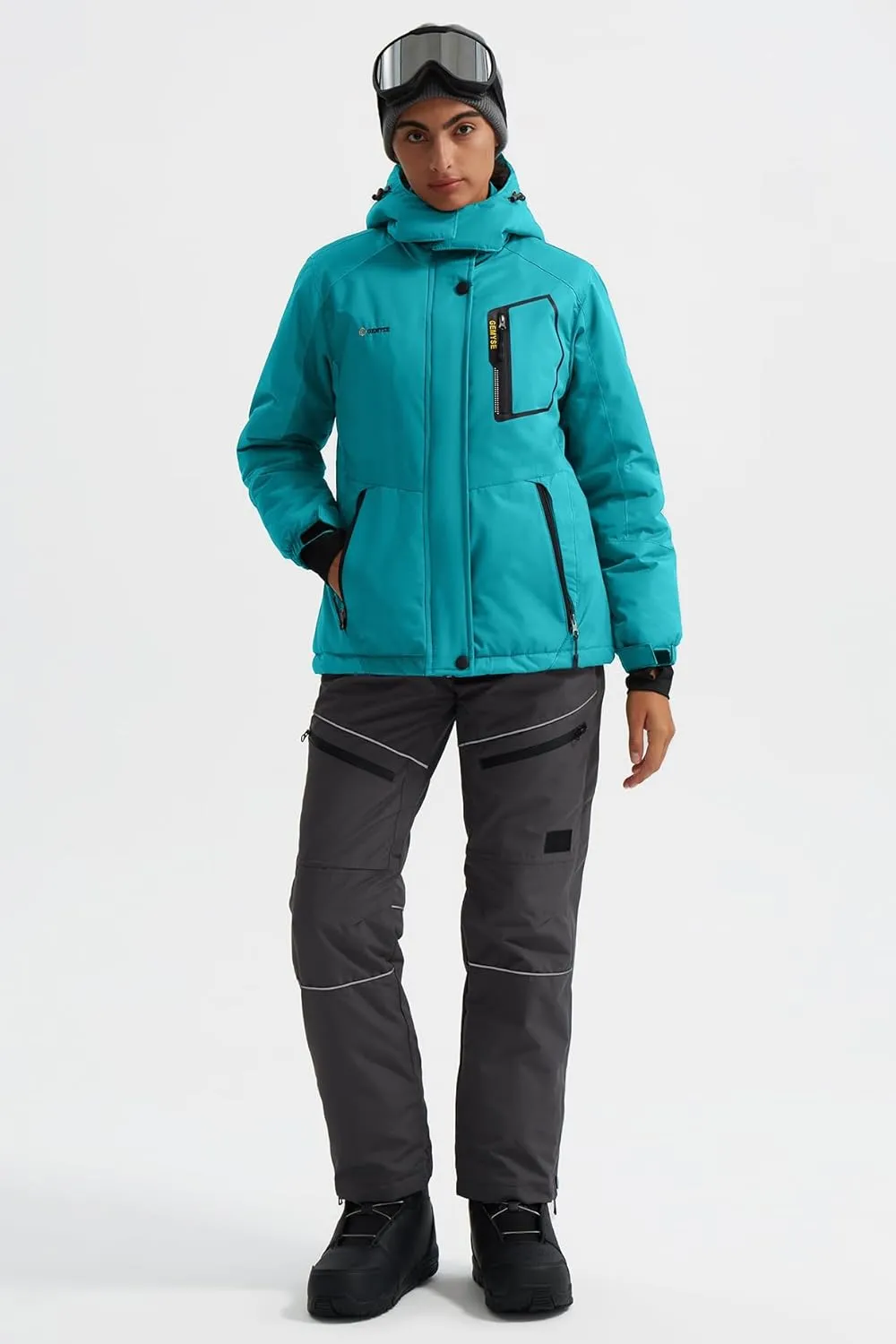 GEMYSE Women's Mountain Waterproof Ski Snow Jacket Rain Winter Jacket Coat Hooded Windproof Parka