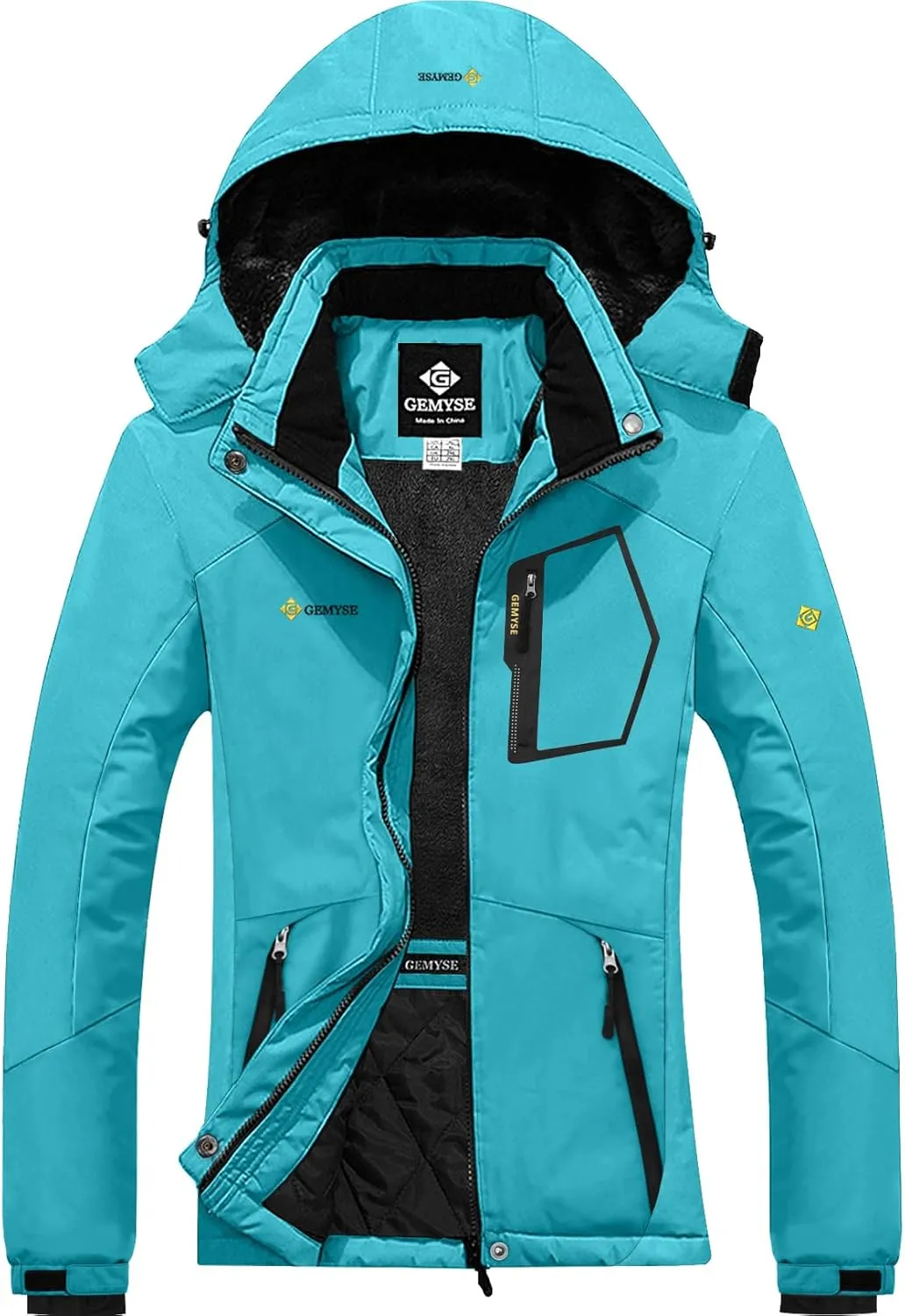 GEMYSE Women's Mountain Waterproof Ski Snow Jacket Rain Winter Jacket Coat Hooded Windproof Parka