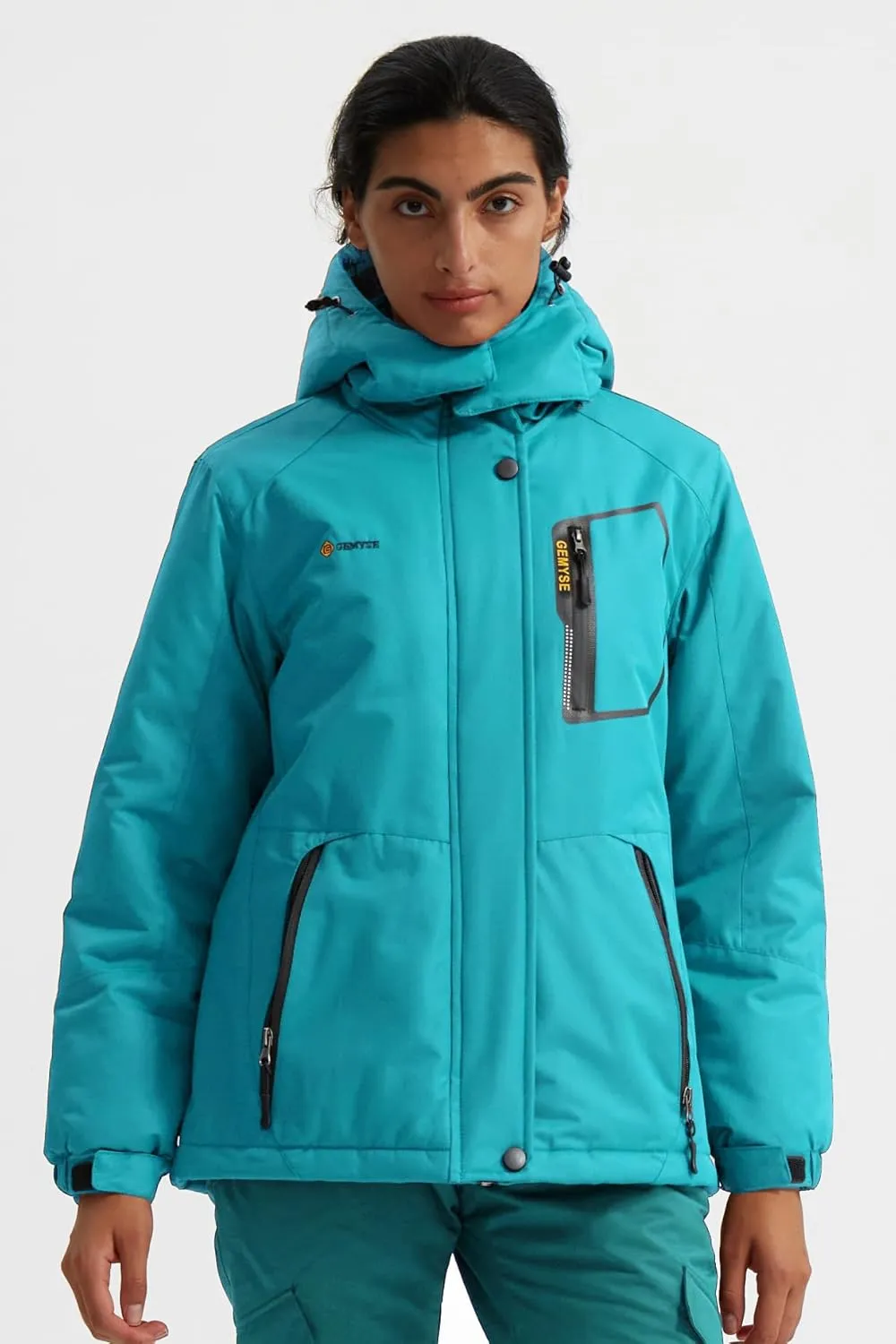 GEMYSE Women's Mountain Waterproof Ski Snow Jacket Rain Winter Jacket Coat Hooded Windproof Parka
