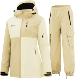 GEMYSE Women's Ski Snow Jackets and Pants Set Windproof Waterproof Snowsuit Warm Winter Snowboarding Insulated Coat
