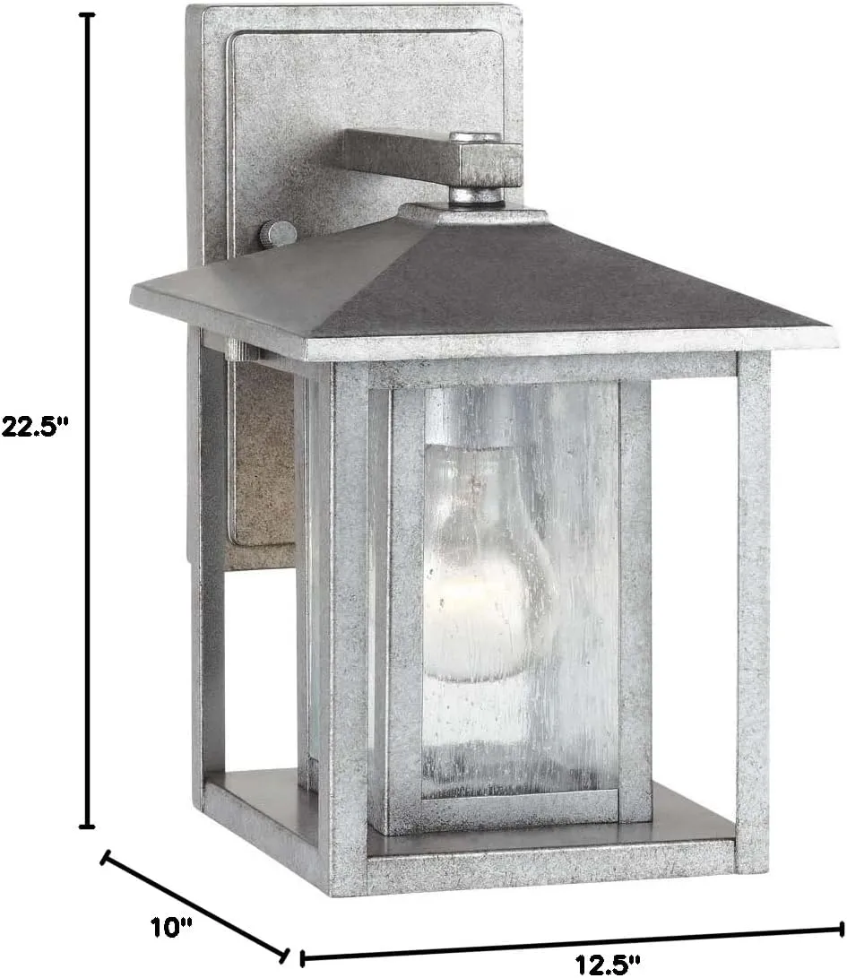 Generation Lighting 88025-57 Hunnington One - Light Outdoor Wall Lantern Outside Fixture, Weathered Pewter
