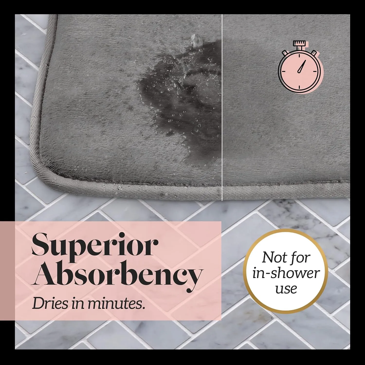 Genteele Memory Foam Bath Mat Non Slip Absorbent Super Cozy Velvet Bathroom Rug Carpet (20 inches X 32 inches, Grey)