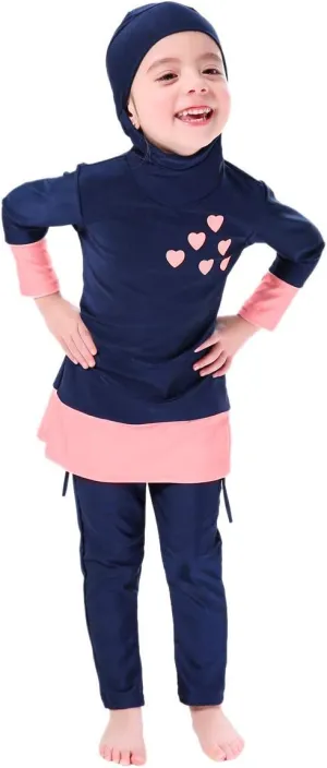 Girls Muslim Swimsuit Sweetheart Top   Pants Full Coverage Swimwear Islamic Cap Swimming Burkini Bathing Suit