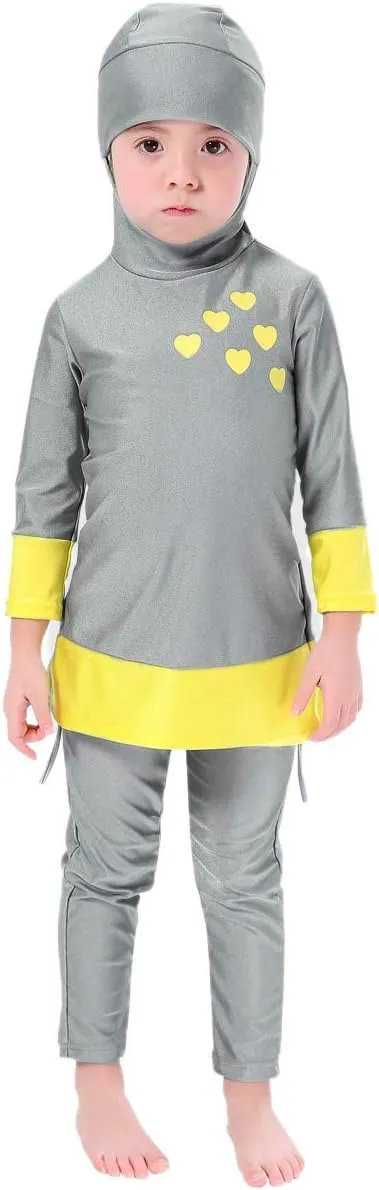 Girls Muslim Swimsuit Sweetheart Top   Pants Full Coverage Swimwear Islamic Cap Swimming Burkini Bathing Suit