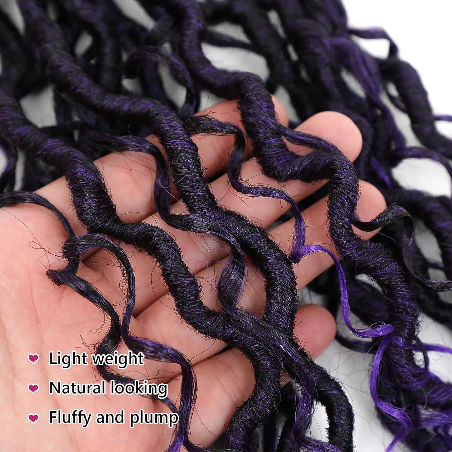 Goddess Loc Crochet Hair 14inch 8 Packs Faux Locs Crochet Hair for Black Women 1B/Purple Pre Looped River Locs with Curly Ends
