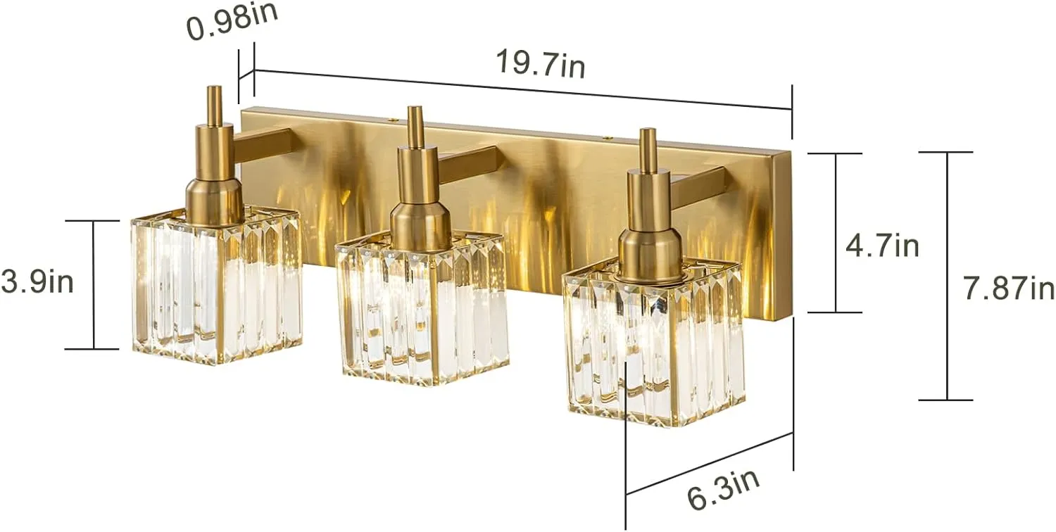 Gold Bathroom Vanity Lights - 3 Lights Crystal Bathroom Lighting Fixtures Over Mirror Modern Gold Crystal Wall Light