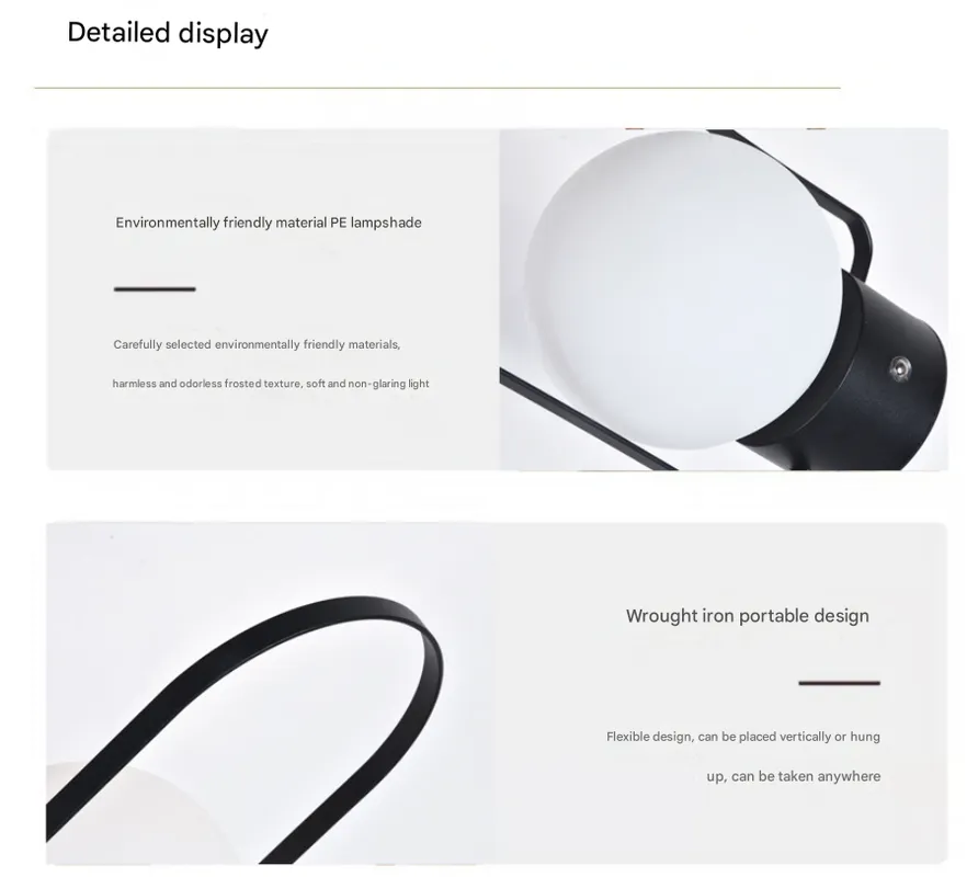 Gold Portable Rechargeable LED Lantern Lamp - Touch Control 3-Color Dimmable Desk Light
