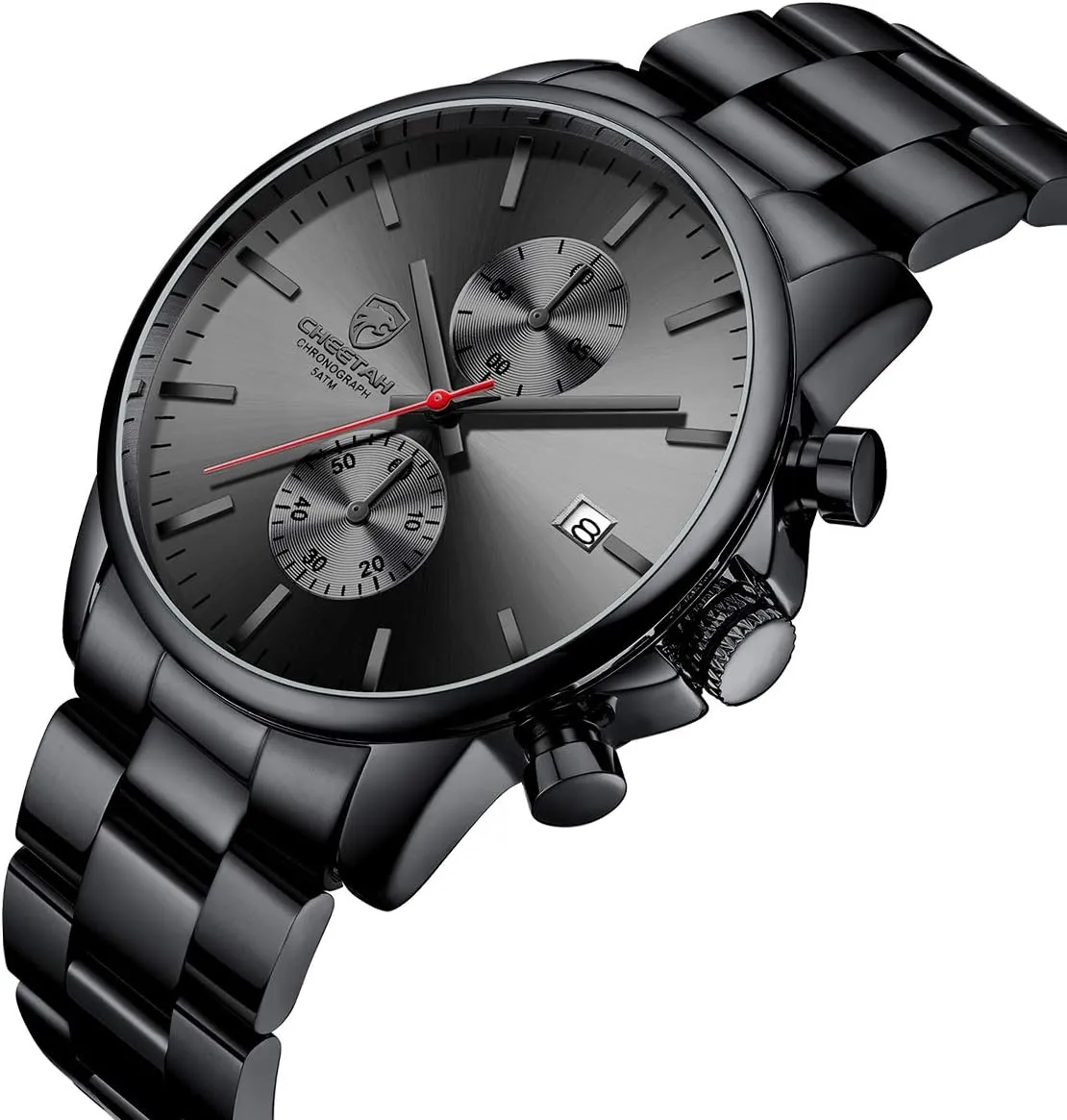 GOLDEN HOUR Fashion Business Mens Watches with Stainless Steel Waterproof Chronograph Quartz Watch for Men, Auto Date