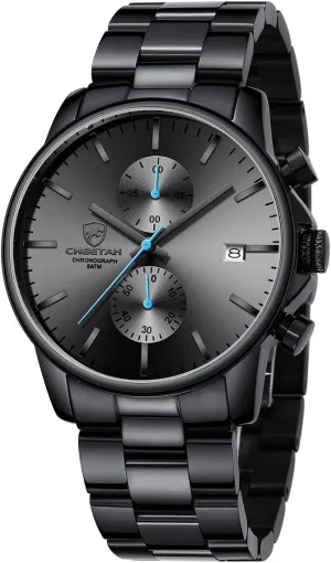 GOLDEN HOUR Fashion Business Mens Watches with Stainless Steel Waterproof Chronograph Quartz Watch for Men, Auto Date