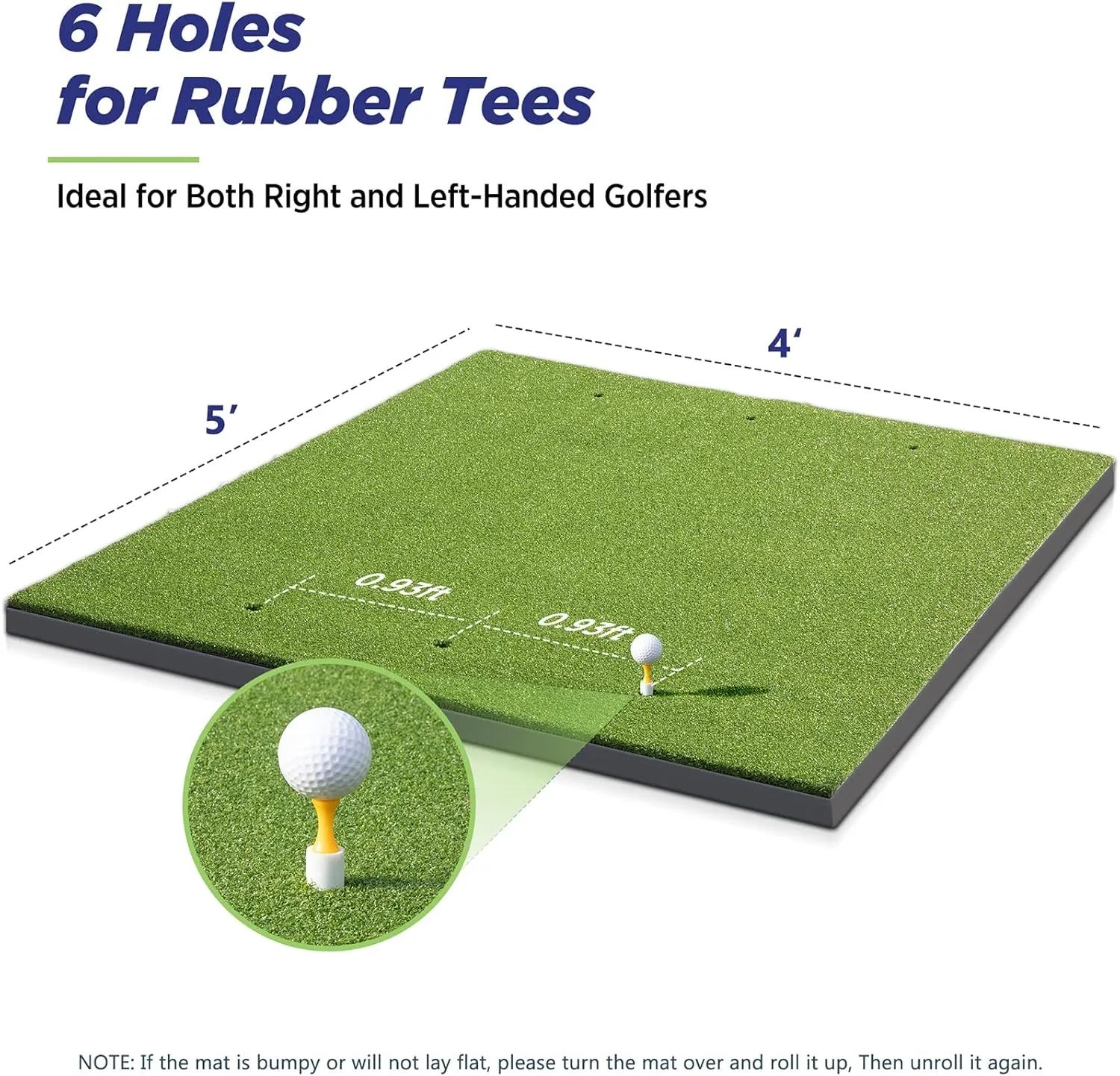 Golf Mat, 5x4ft/5x5ft Dense Elite Golf Hitting Mats Practice with 10 Balls, 9 Tees, Heavy Duty Artificial Hitting Training Matt for Backyard Driving Chipping Indoor Outdoor Simulators