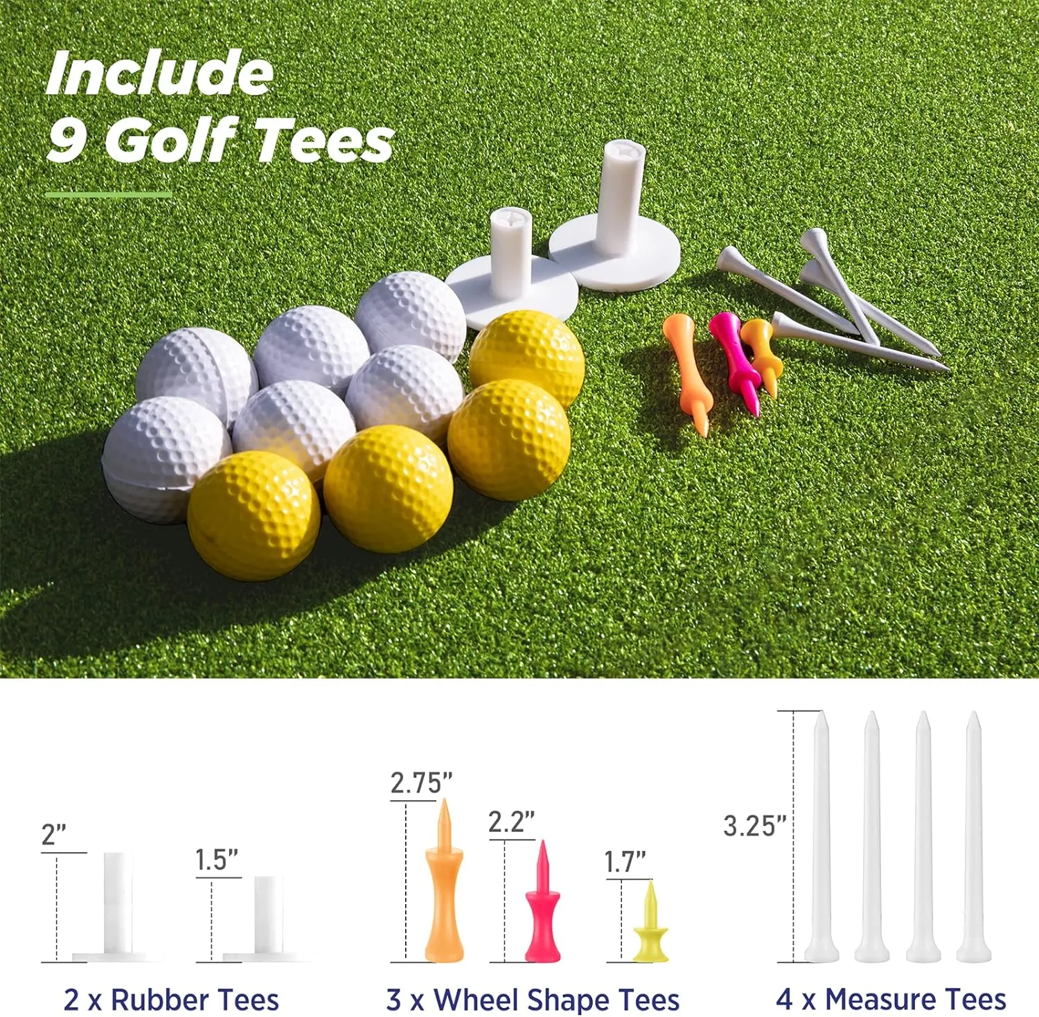 Golf Mat, 5x4ft/5x5ft Dense Elite Golf Hitting Mats Practice with 10 Balls, 9 Tees, Heavy Duty Artificial Hitting Training Matt for Backyard Driving Chipping Indoor Outdoor Simulators