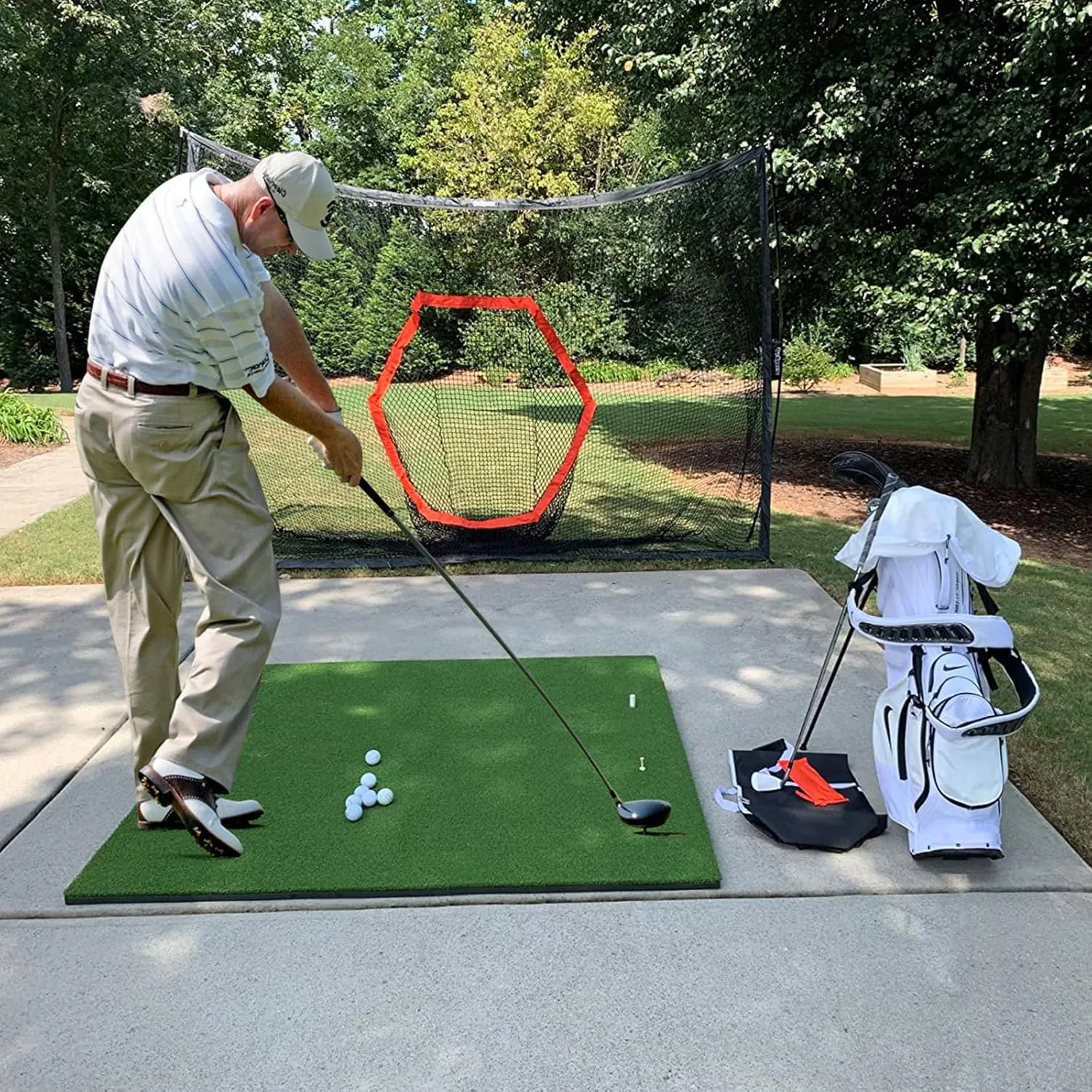 Golf Mat, 5x4ft/5x5ft Dense Elite Golf Hitting Mats Practice with 10 Balls, 9 Tees, Heavy Duty Artificial Hitting Training Matt for Backyard Driving Chipping Indoor Outdoor Simulators