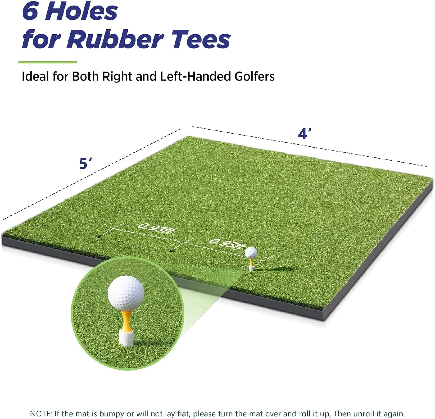 Golf Mat, 5x4ft/5x5ft Dense Elite Golf Hitting Mats Practice with 10 Balls, 9 Tees, Heavy Duty Artificial Hitting Training Matt for Backyard Driving Chipping Indoor Outdoor Simulators