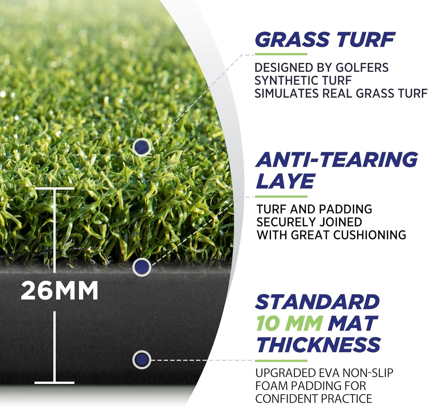 Golf Mat, 5x4ft/5x5ft Dense Elite Golf Hitting Mats Practice with 10 Balls, 9 Tees, Heavy Duty Artificial Hitting Training Matt for Backyard Driving Chipping Indoor Outdoor Simulators