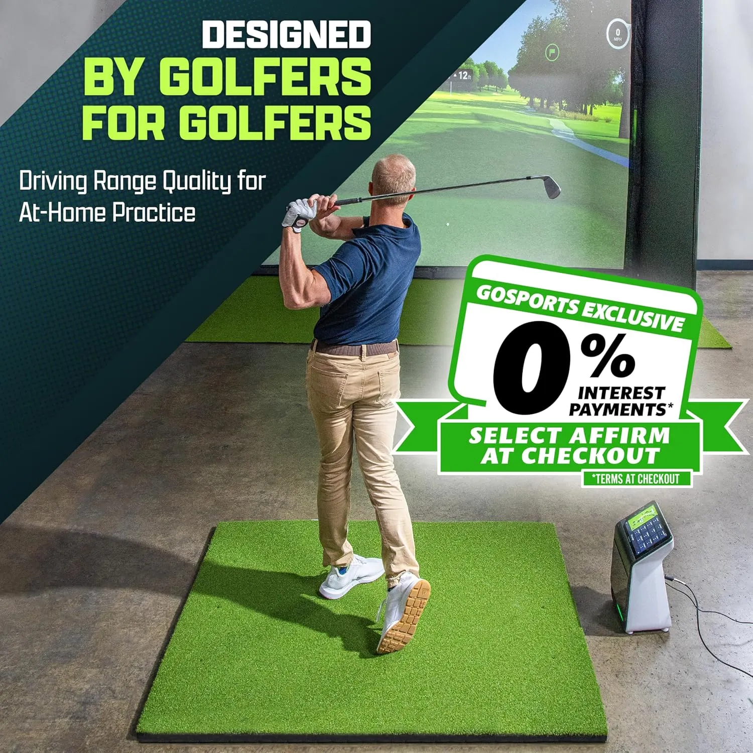 GoSports Elite Golf Hitting Mats for Indoor/Outdoor Practice – Choose Size – Turf Driving Range Mats for Golf Simulators and Practice