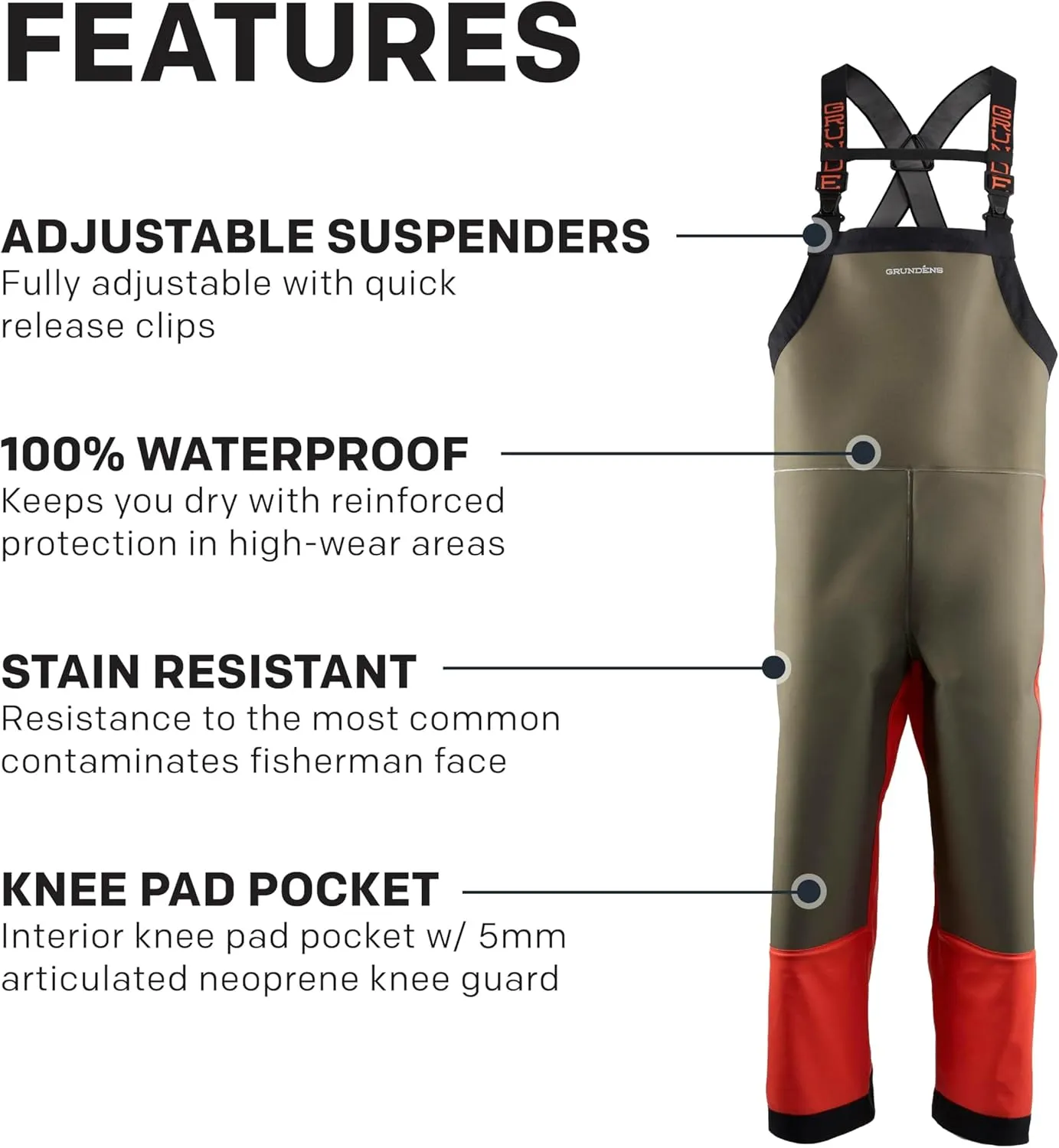 Grundens Neptune Armored Bib - Outerwear Suit for Fishing, Wind and Weather Resistant, Stain Resistant, Medium Duty