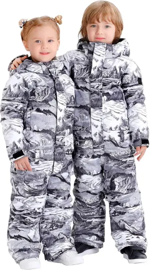 GSOU SNOW Ski Suit Kids Snowsuit One Piece Boys Girls Snowboard Suit Ski Jumpsuits Coveralls Waterproof Windproof
