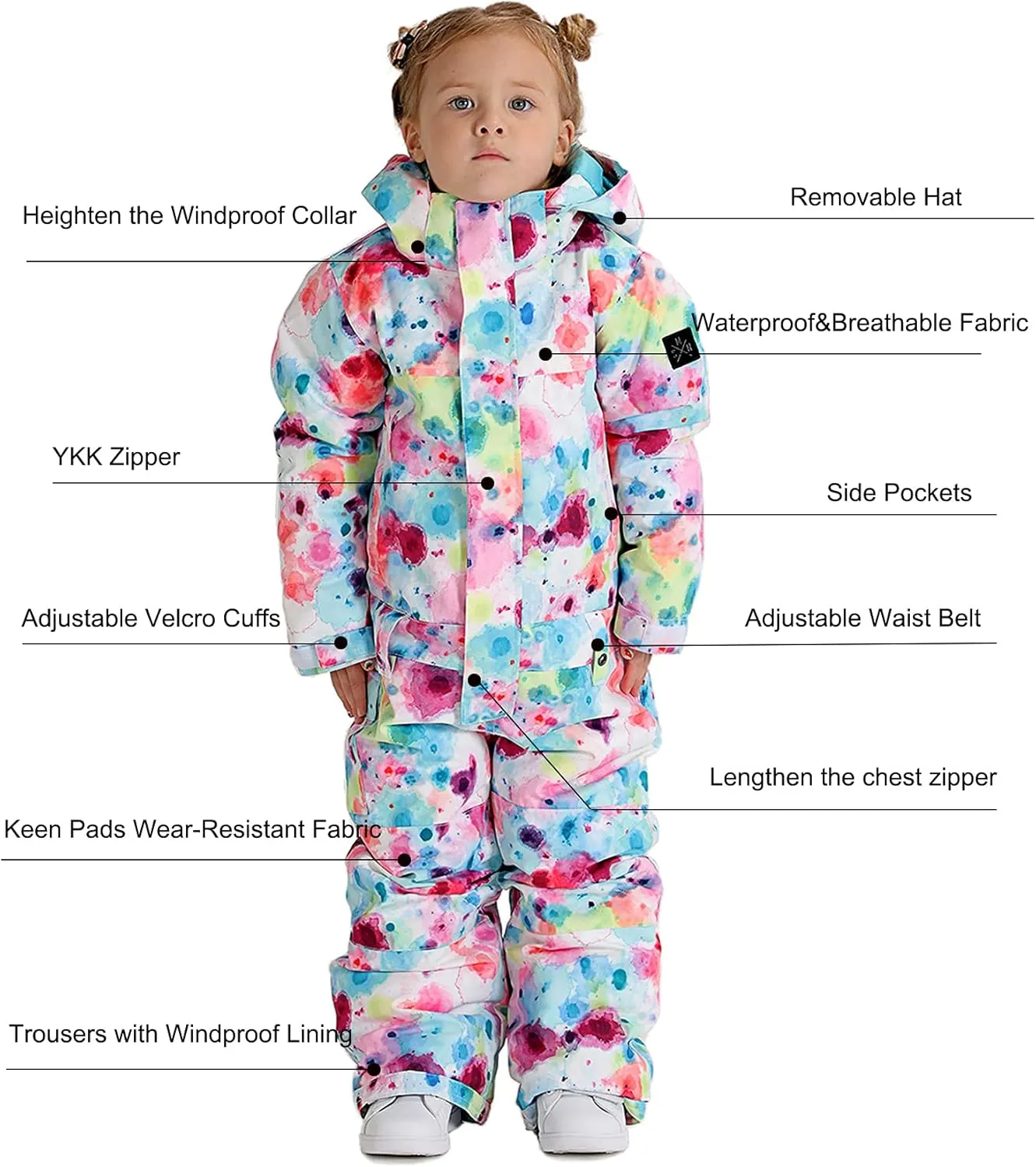 GSOU SNOW Ski Suit Kids Snowsuit One Piece Boys Girls Snowboard Suit Ski Jumpsuits Coveralls Waterproof Windproof
